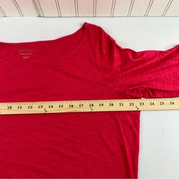 Lilly Pulitzer Pinkish Red Flutter Sleeve 100% Pima Cotton Dress Sz XL - Picture 8 of 11